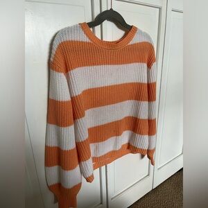 Stitch Fix Girls pullover knit white and orange sweater